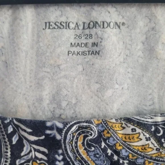 Paisley blue square neck short sleeved top 26/28 maximalist‎ artsy boho - Picture 5 of 11